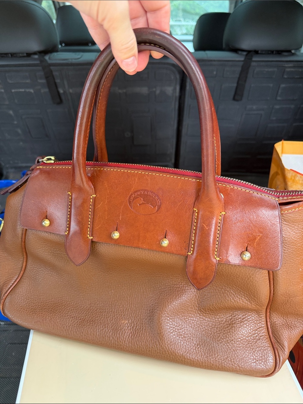 Dooney & Bourke Wilson Brown Leather Satchel - Picture 2 of 6